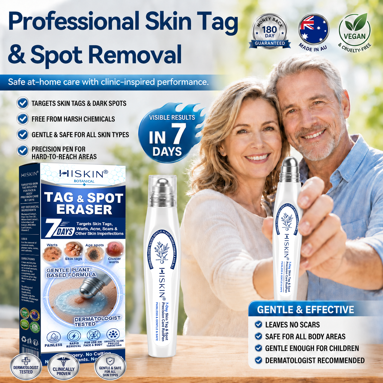 𝐇𝐈𝐒𝐊𝐈𝐍®👩‍⚕️👩‍⚕️𝟕-𝐃𝒂𝘆 𝐒𝗸𝐢𝐧 𝐓𝒂𝗴 & 𝐒𝐩𝙤𝐭 𝐄𝐫𝒂𝐬𝙚𝐫 Painless & Scar-Free Advanced Imperfection Removal Rollerball Pen