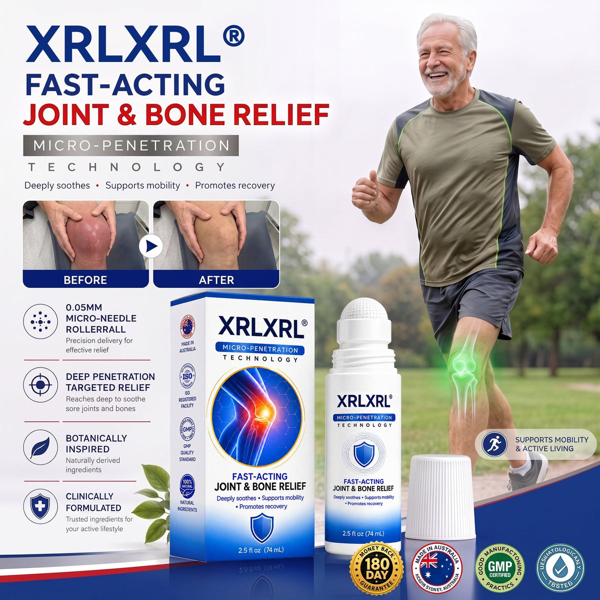 𝑿𝑹𝑳𝑿𝑹𝑳® 0.05mm Microneedle Bone & Joint Recovery Roller 🧑‍⚕️(For All Adults, Men & Women – Comprehensive Care for Multiple Joint Concerns)