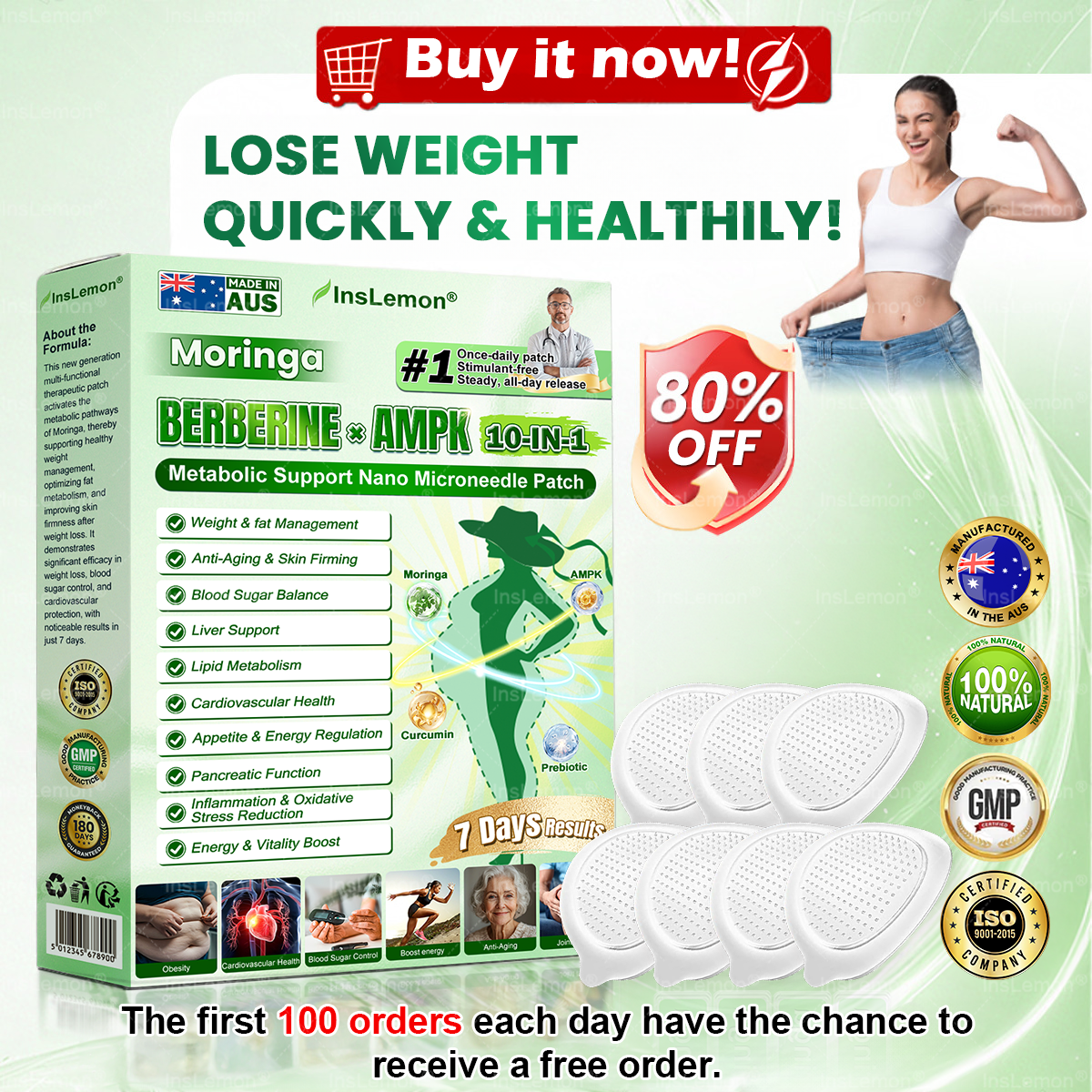 🍀🍀𝐈𝐧𝐬𝐋𝐞𝐦𝐨𝐧® 𝗠𝗼𝗿𝗶𝗻𝗴𝗮 × 𝗕𝗲𝗿𝗯𝗲𝗿𝗶𝗻𝗲 × 𝗔𝗠𝗣𝗞 𝟭𝟬-𝗶𝗻-𝟭 𝗠𝗲𝘁𝗮𝗯𝗼𝗹𝗶𝗰 𝗦𝘂𝗽𝗽𝗼𝗿𝘁 𝗡𝗮𝗻𝗼 𝗠𝗶𝗰𝗿𝗼𝗻𝗲𝗲𝗱𝗹𝗲 𝗣𝗮𝘁𝗰𝗵 (𝐉𝐮𝐬𝐭 𝐨𝐧𝐜𝐞 𝐚 𝐝𝐚𝐲, 𝐯𝐢𝐬𝐢𝐛𝐥𝐞 𝐜𝐡𝐚𝐧𝐠𝐞𝐬 𝐢𝐧 𝟕 𝐝𝐚𝐲𝐬） ✅ 𝐅𝐨𝐫 𝐨𝐛𝐞𝐬𝐢𝐭𝐲, 🅛🅞🅞🅢🅔 🅢🅚🅘🅝,𝐝𝐢𝐚𝐛𝐞𝐭𝐞𝐬, 𝐬𝐥𝐞𝐞𝐩 𝐚𝐩𝐧𝐞𝐚, 𝐣𝐨𝐢𝐧𝐭 𝐢𝐬𝐬𝐮𝐞𝐬, 𝐚𝐧𝐝 𝐦𝐨𝐫𝐞💜