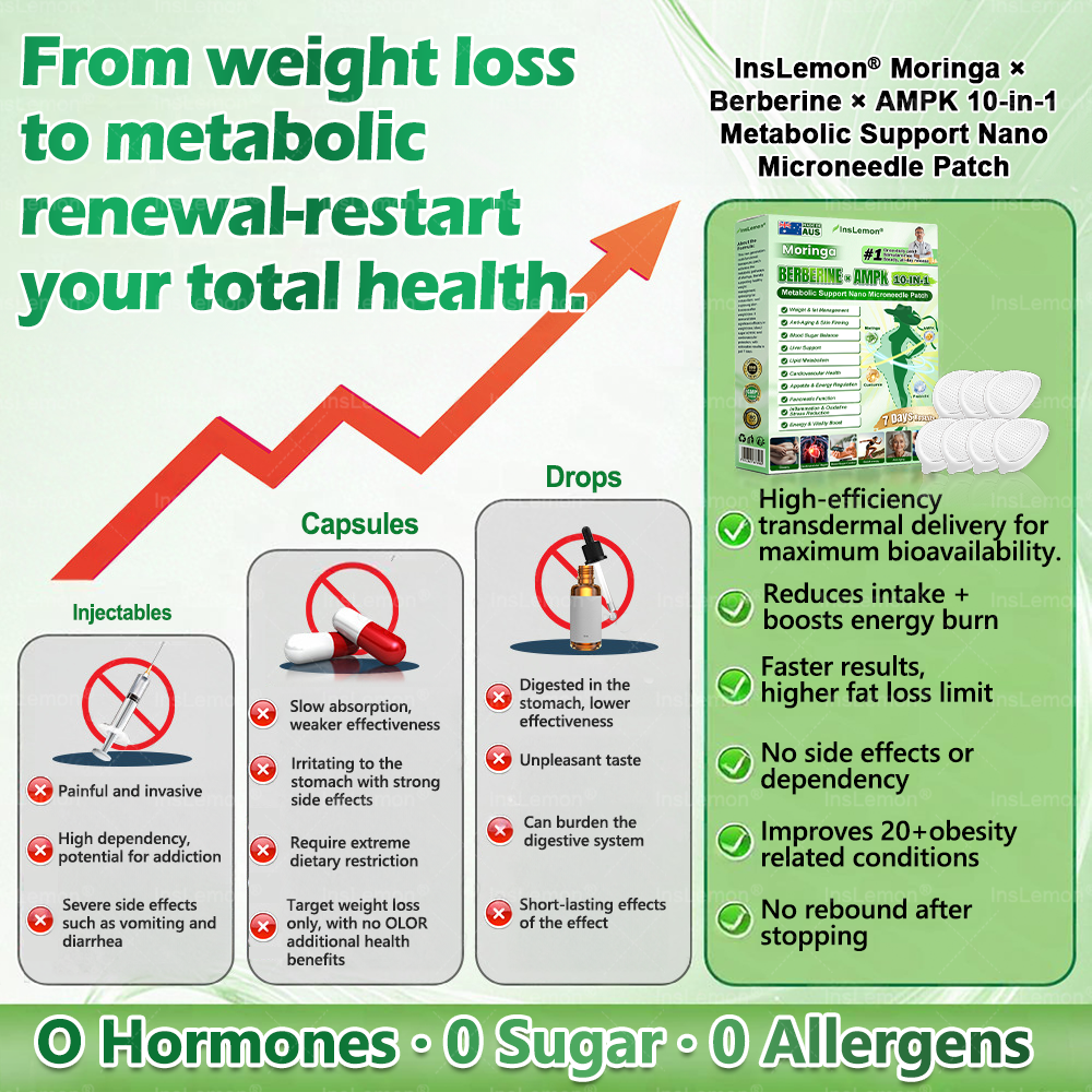 🍀🍀𝐈𝐧𝐬𝐋𝐞𝐦𝐨𝐧® 𝗠𝗼𝗿𝗶𝗻𝗴𝗮 × 𝗕𝗲𝗿𝗯𝗲𝗿𝗶𝗻𝗲 × 𝗔𝗠𝗣𝗞 𝟭𝟬-𝗶𝗻-𝟭 𝗠𝗲𝘁𝗮𝗯𝗼𝗹𝗶𝗰 𝗦𝘂𝗽𝗽𝗼𝗿𝘁 𝗡𝗮𝗻𝗼 𝗠𝗶𝗰𝗿𝗼𝗻𝗲𝗲𝗱𝗹𝗲 𝗣𝗮𝘁𝗰𝗵 (𝐉𝐮𝐬𝐭 𝐨𝐧𝐜𝐞 𝐚 𝐝𝐚𝐲, 𝐯𝐢𝐬𝐢𝐛𝐥𝐞 𝐜𝐡𝐚𝐧𝐠𝐞𝐬 𝐢𝐧 𝟕 𝐝𝐚𝐲𝐬） ✅ 𝐅𝐨𝐫 𝐨𝐛𝐞𝐬𝐢𝐭𝐲, 🅛🅞🅞🅢🅔 🅢🅚🅘🅝,𝐝𝐢𝐚𝐛𝐞𝐭𝐞𝐬, 𝐬𝐥𝐞𝐞𝐩 𝐚𝐩𝐧𝐞𝐚, 𝐣𝐨𝐢𝐧𝐭 𝐢𝐬𝐬𝐮𝐞𝐬, 𝐚𝐧𝐝 𝐦𝐨𝐫𝐞💜