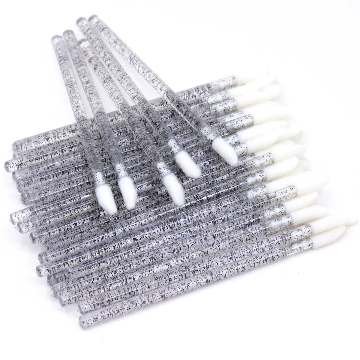 50Pcs/Lot Bling Lip Brush Eyelash Extensions Disposable Flocked Soft Hair Crystal Rod Cleaning Cotton Swab Lipstick Brush Makeup
